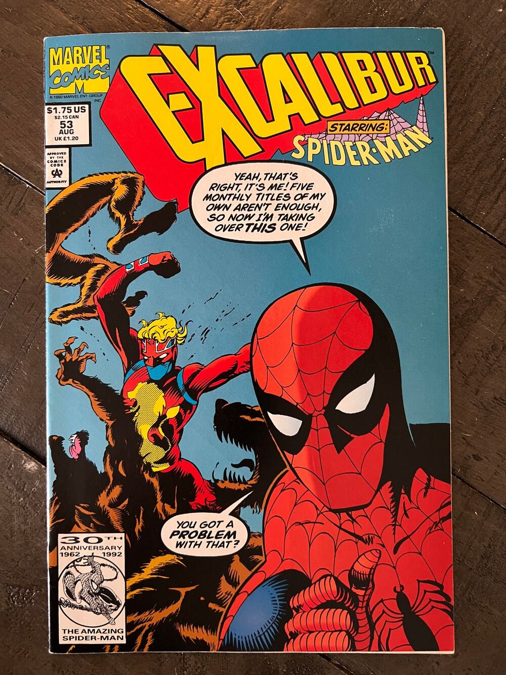 VINTAGE 1992 Marvel "EXCALIBER" #53 - Starring Spider-Man - M - Never Opened!